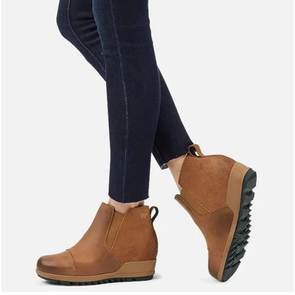 Sorel Shoes - Sorel Evie Bootie Leather Suede Ankle Boot NL3816-242 Women's 8 Velvet Tan